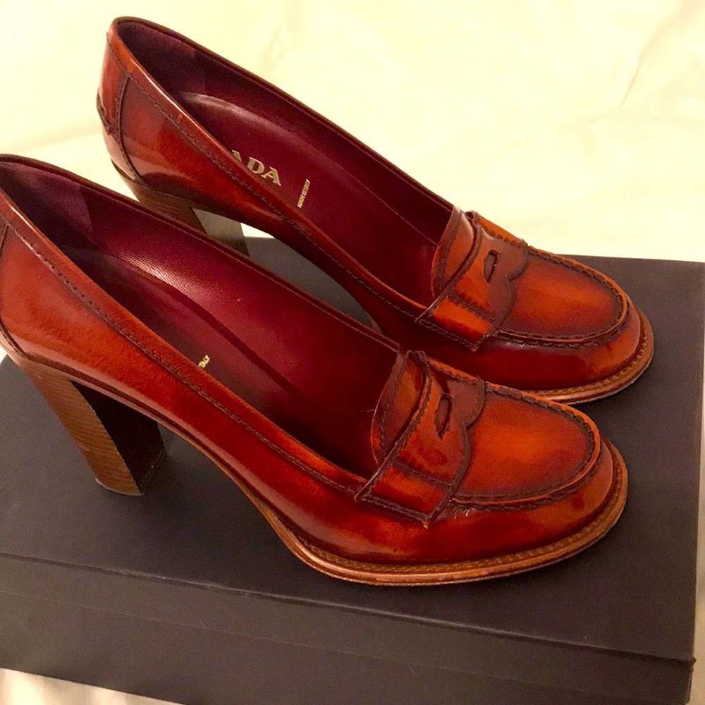 Prada Brown Heeled Loafers Size 7/8 US